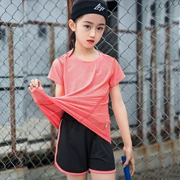 Big boy mới quần áo chạy bộ ngoài trời trẻ em quần áo nhanh khô quần áo thể thao mùa hè phù hợp với bộ quần vợt nữ tay ngắn - Quần áo ngoài trời cho trẻ em