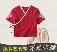 Летняя одежда для мальчиков, комплект, детские кожаные шорты, китайский стиль, детская одежда, из хлопка и льна