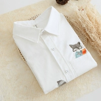Японская милая свежая рубашка для школьников для отдыха, с вышивкой, длинный рукав