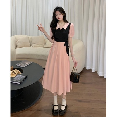 taobao agent Fuchsia summer dress, long skirt, plus size, french style, fitted