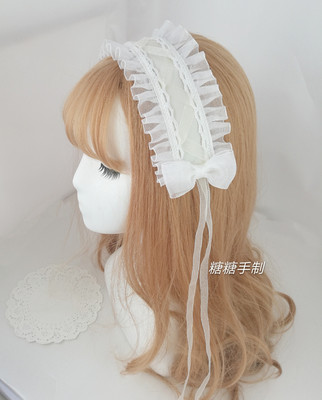 taobao agent Japanese hair accessory, white headband, Lolita style, floral print, cosplay