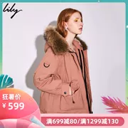 Lily Winter New Women Loose Profile Eo ngắn Lông lớn Cổ áo trùm đầu xuống Áo khoác nữ - Cộng với kích thước quần áo