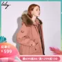 Lily Winter New Women Loose Profile Eo ngắn Lông lớn Cổ áo trùm đầu xuống Áo khoác nữ - Cộng với kích thước quần áo áo len nữ đẹp 2020