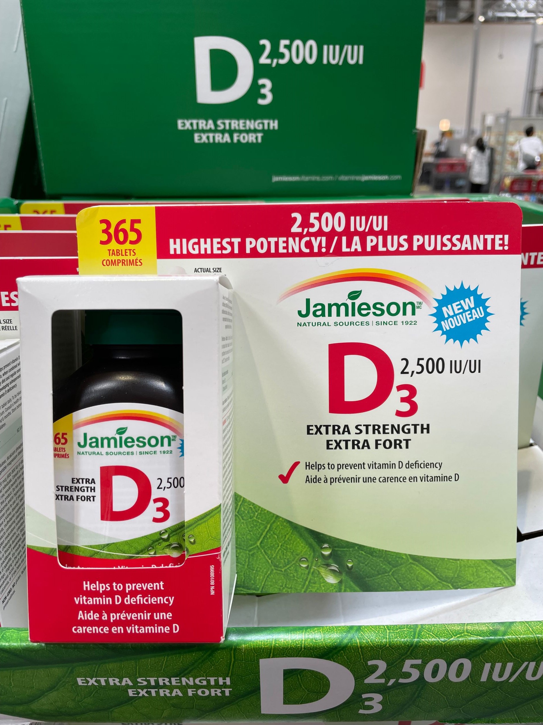 2瓶减10元！加拿大直邮Jamieson健美生维生素D3 2500IU 365粒淘宝网