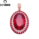 Инкрустация камня, рубиновая золотая подвеска, 14 карат, Россия, розовое золото, делается под заказ