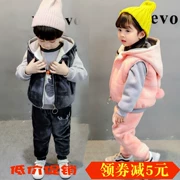 Baby cộng nhung dày set đồ cho bé gái áo len trẻ em ba mảnh mùa đông bé trai mùa đông 2018 quần áo trẻ em mùa đông