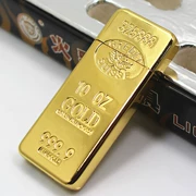 Vàng miếng Gạch vàng Bật lửa khối vàng Cá tính sáng tạo bánh xe kim loại siêu mỏng Lửa có thể được tùy chỉnh LOGO