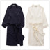 Miễn phí vận chuyển. [Mùa hè mỏng áo choàng tắm] cotton waffle bông gowns nam giới và phụ nữ kimono đồ ngủ áo choàng tắm kích thước lớn Night Robe