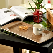 Zakka IKEA sáng tạo khay trà gỗ rắn hình chữ nhật trà cà phê khay nhỏ cầm tay