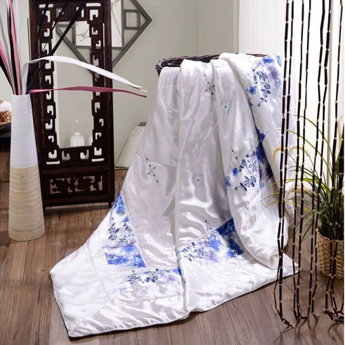 Семейный Ziguchuan Семейный текстиль сине -белый шелковой одеял, чтобы разогреть, настоящий шелковый шелк, расходные материалы для кроватей