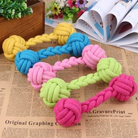 New Candy Color Pet Cotton Rope Dệt Dumbbell Ball Dog Toy Molar Cắn Mèo Đồ chơi Đồ chơi - Mèo / Chó Đồ chơi đồ chơi cho chó con ngứa răng