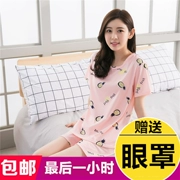 Mùa hè ngắn tay pajama quần Hàn Quốc vài bộ đồ ngủ nam mùa hè bông sọc nhà dịch vụ của phụ nữ mỏng phù hợp với mùa hè