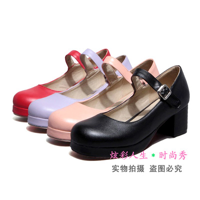 taobao agent ◆ COS basic universal shoes ◆ Lolita thick heel stumbling shoes ◆ Student shoes cosplay performance shoes large size shoes