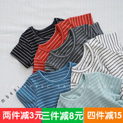 Chen Chen Ma bé quần áo trẻ em trai mùa hè bé sọc áo sơ mi hoang dã cotton thoáng khí phụ nữ bé ngắn tay t-shirt áo sơ mi
