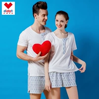 Didot mùa xuân mới couple mát đồ ngủ cotton màu rắn nam giới và phụ nữ phù hợp với dịch vụ nhà nam giới và phụ nữ ngắn tay quần short áo đôi đẹp giá rẻ