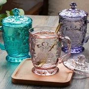 Vương miện châu Âu Vintage dập nổi với công suất lớn Mug Văn phòng cốc uống nước pha lê - Tách