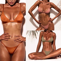 2018 mới châu Âu và Mỹ gợi cảm rắn dây đeo vai bikini bikini áo tắm màu hồng cam áo tắm màu xanh lá cây áo tắm đẹp 2020