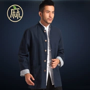 Áo khoác lanh phong cách Trung Quốc Tang phù hợp với nam cổ áo dài tay Trang phục dân gian Trung Quốc