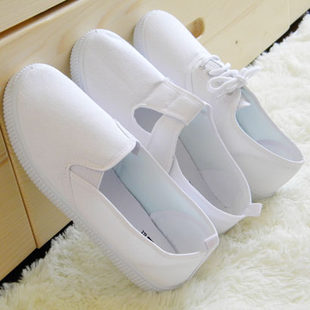 Korean Ulzzang blank hand -painted canvas shoes men and women pure white cloth shoes dance shoes nurses shoes work shoes