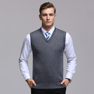 Mùa xuân và mùa thu mới trung niên của nam giới cashmere vest len ​​vest V-Cổ kích thước lớn trung niên vest áo len áo len len dệt kim