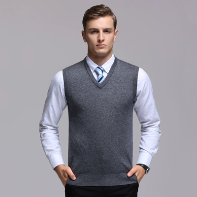 Mùa xuân và mùa thu mới trung niên của nam giới cashmere vest len ​​vest V-Cổ kích thước lớn trung niên vest áo len áo len len dệt kim Dệt kim Vest