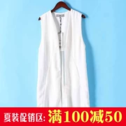 Ben S loạt cao cấp giảm giá mùa hè mới trắng-cổ áo bi-length dài cardigan vest jacket 911