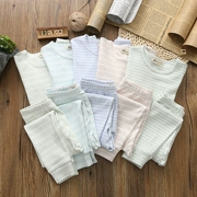 Mùa thu 2018 nam và nữ mới phục vụ nhà cotton phù hợp với trẻ em sọc mùa thu quần dài quần dài hai bộ đồ ngủ