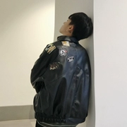 GboY mùa xuân Hàn Quốc phiên bản INS với retro đầu máy ve áo nam da của nam giới ghi nhãn áo khoác lỏng