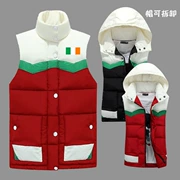 Áo vest lông cờ Ailen Áo vest đỏ trùm đầu mùa đông Thể thao ngoài trời giữ ấm