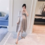 Thai sản mặc 2018 mùa hè mới Hàn Quốc phiên bản của tươi nhỏ lưới Một từ lỏng thời trang phụ nữ mang thai hot mom dresses shop đầm bầu hàn quốc