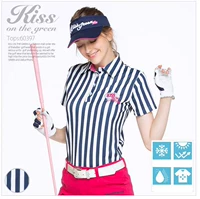 Mùa hè 2018 mới Hàn Quốc mua quần áo golf nữ KG sọc ngắn tay áo thấm mồ hôi và nhanh khô - Thể thao sau quần áo thể thao