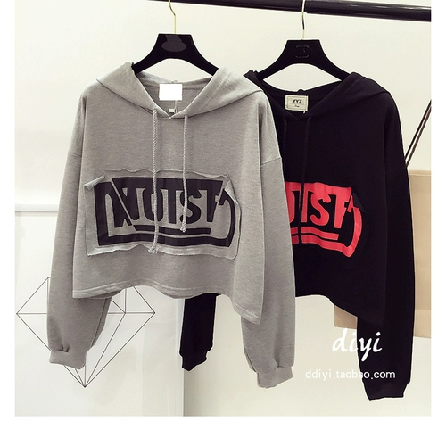 Весенняя короткая толстовка с капюшоном, лонгслив для школьников и студентов, футболка, кардиган, куртка, в корейском стиле, оверсайз