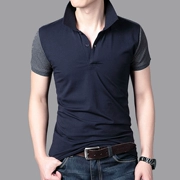 2018 new solid color nam ngắn tay T-Shirt nam đáy áo Hàn Quốc phiên bản của tự trồng bông ve áo polo áo sơ mi nam kích thước lớn