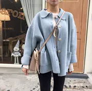 Ins sweet girl blogger đầu mùa thu lỏng hoang dã Hàn Quốc chic màu rắn đơn ngực áo len áo len