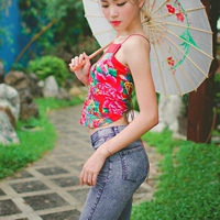 Tạp dề bông của phụ nữ bên trong quốc gia cơ sở gió sexy ống bảo vệ hàng đầu dạ dày ấm cung điện mở lại tạp dề đồ lót người lớn bộ đồ ngủ yếm thêu 