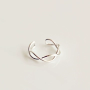 Nhẫn 925 sterling bạc thiết kế tối giản lượn sóng vòng thời trang Hàn Quốc mở bạc có thể điều chỉnh ngón trỏ đuôi nhẫn nữ