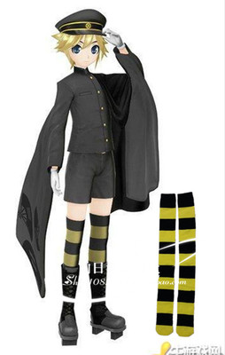 taobao agent Qianben Sakura Brother Jingyin Len Mirror Gemini COS Anime Original Black, yellow wide striped fine stripe socks
