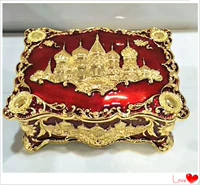 Красная коробочка для хранения, ювелирное украшение, сундук с сокровищами, обручальное кольцо, ожерелье, Россия, 2 этажей, свадебный подарок