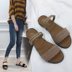 2018 mùa hè mới phong cách dép giày của phụ nữ dính giày thấp gót phía trước và phía sau cáp treo với một từ khóa với pu bên với phiên bản Hàn Quốc Sandal