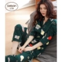 Bộ đồ ngủ nữ cotton mùa thu dưới đây phiên bản Hàn Quốc của áo dài nữ 9 điểm tay áo gia đình đồ mặc nhà