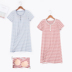 Mùa hè với ngực pad nửa tay áo nightdress nữ bông sọc đồ ngủ ngắn tay áo váy miễn phí áo ngực cup một nhà dịch vụ Đêm đầm