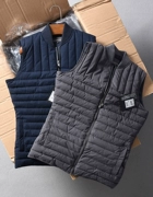 Mùa thu và mùa đông nam của Anh hương vị cao cấp lụa chặt chẽ cotton dày cổ áo collarless vest không thấm nước vest cotton coat