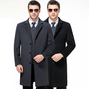 Mùa thu và mùa đông nam cashmere coat phù hợp với cổ áo dày áo len áo gió phần dài nam coat daddy coat