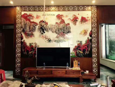 стойка 酒红仿大理石石罗马柱背景墙边框 通体石材中式罗马柱电视背景墙