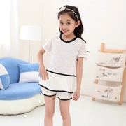 Quần áo trẻ em Hàn Quốc cho bé gái mùa xuân và mùa hè Trẻ em lớn tay ngắn quần short ren phù hợp với váy công chúa