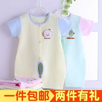 Trẻ em phim hoạt hình ngắn tay jumpsuit mùa hè mùa xuân bé ngắn tay điều hòa không khí romper bé bông jacquard quần áo quần áo trẻ sơ sinh