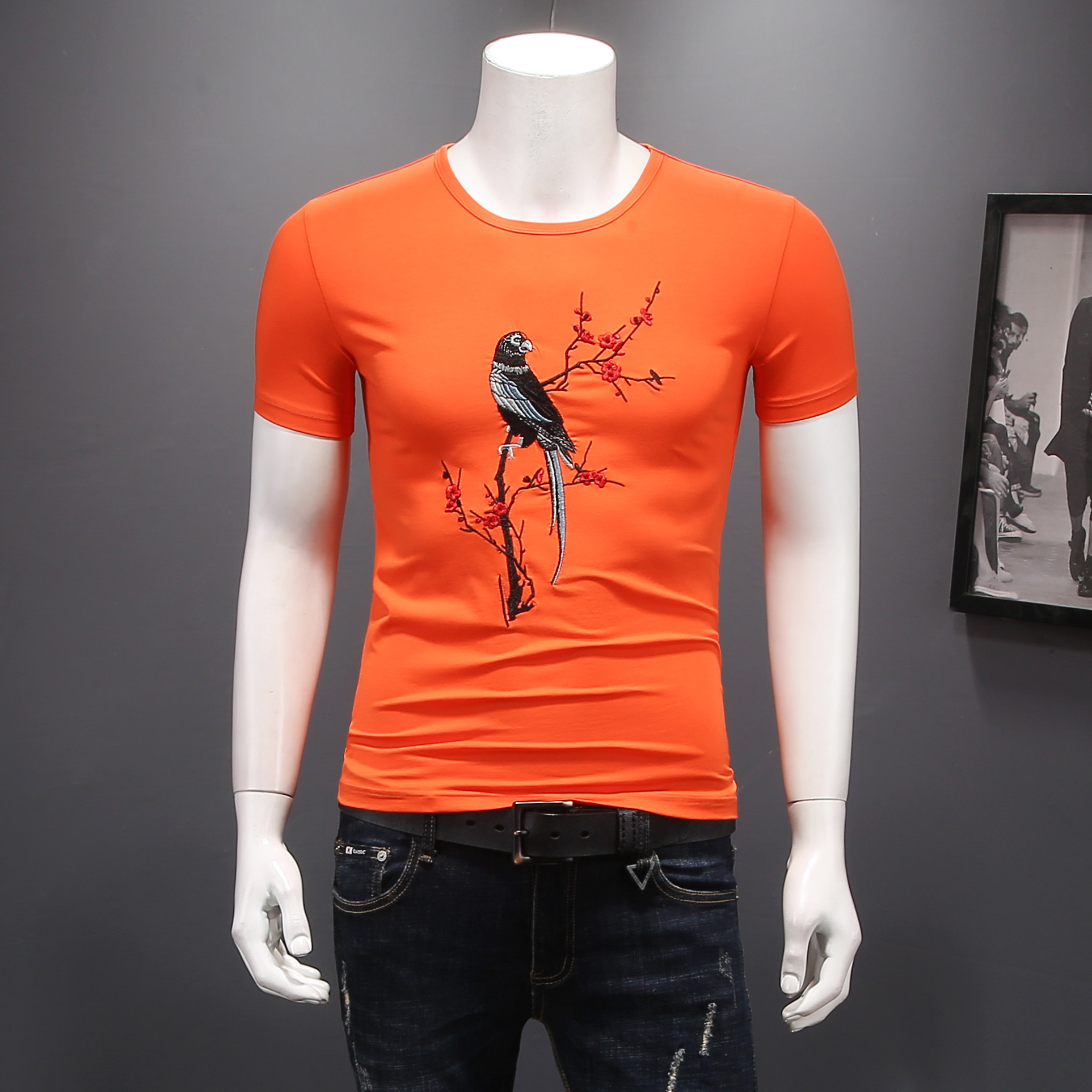 2018欧洲站精品男士短袖t恤刺绣 电商d208货号424p50