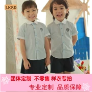 Nhà sản xuất cung cấp tùy chỉnh mẫu giáo quần áo phù hợp với mùa hè mới thời trang Hàn Quốc cotton ngắn tay đồng phục học sinh