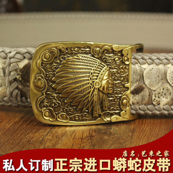 Плетеный медный ремень, из натуральной кожи, мужской стиль