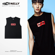 Không tay t-shirt mồ hôi vest thể thao lỏng rộng vai màu rắn cộng với phân bón XL vest nam mùa hè dưới vest